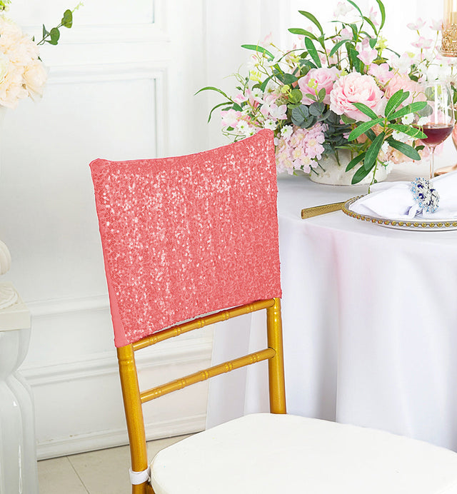 Sequin Spandex Chair Cap Coral