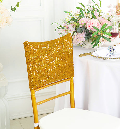 Sequin Spandex Chair Cap Gold 13.5x10