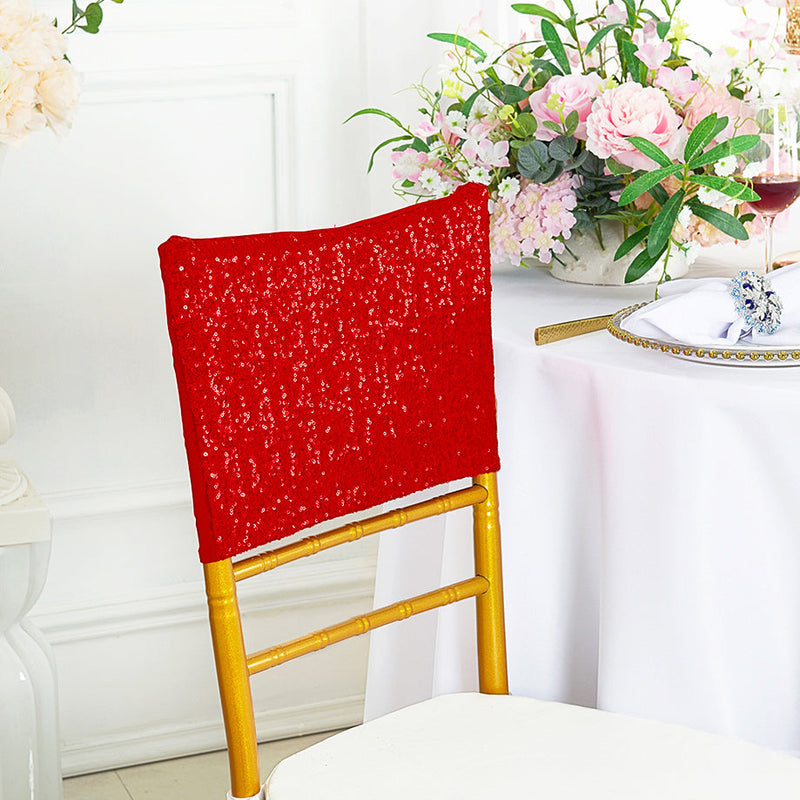 Sequin Spandex Chair Cap Red 13.5x10