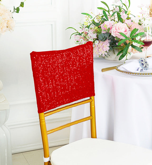 Sequin Spandex Chair Cap Red 13.5x10