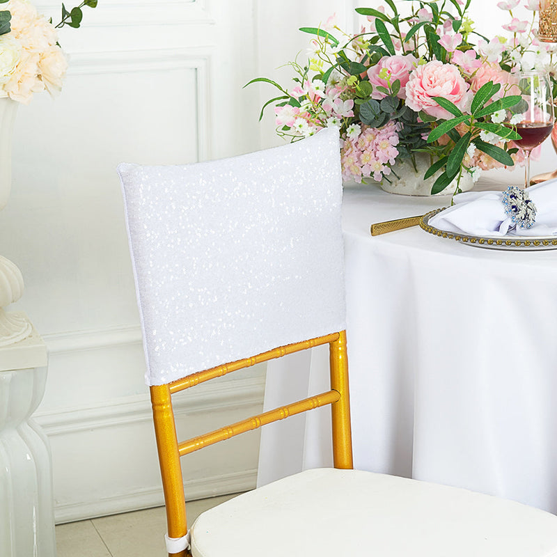 Sequin Spandex Chair Cap White