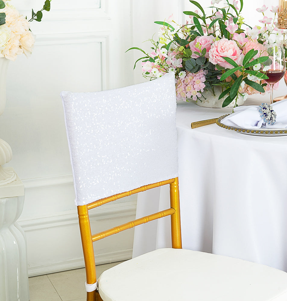 Sequin Spandex Chair Cap White