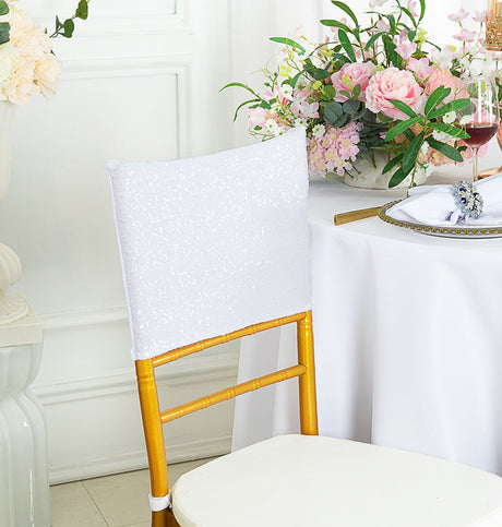 Sequin Spandex Chair Cap White