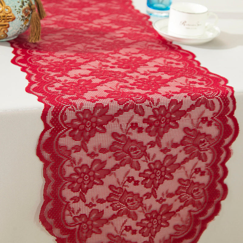 Lace Table Runner 13.5x108 Apple Red