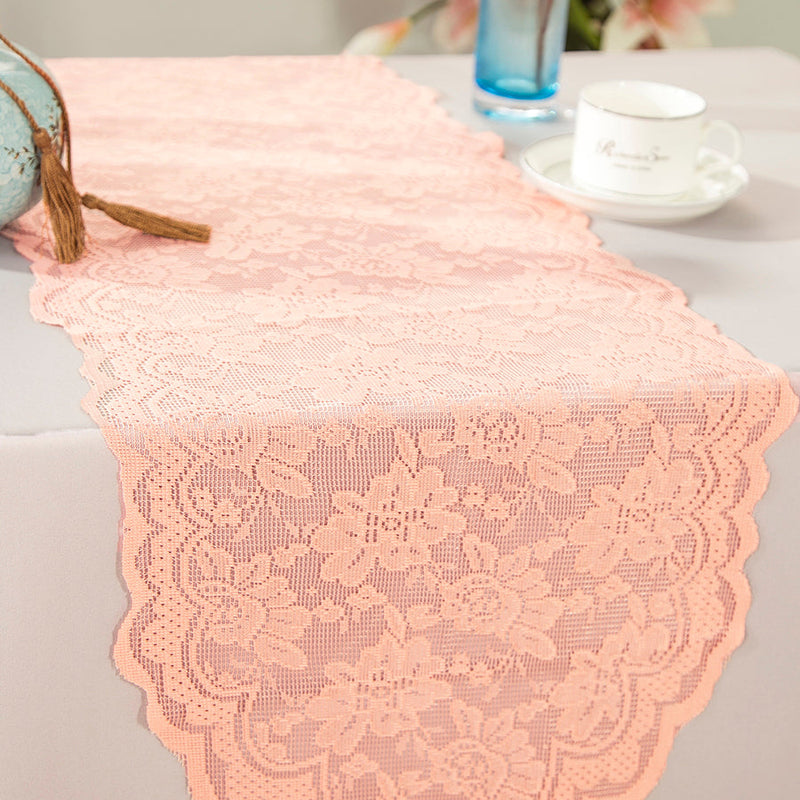 Lace Table Runner 13.5x108 Apricot/Peach