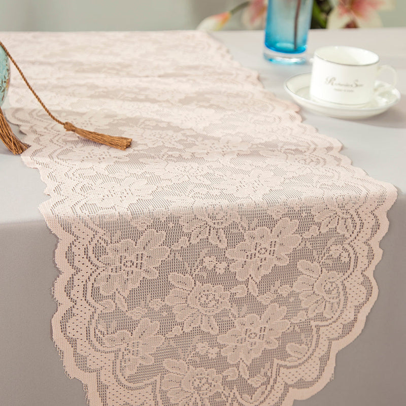 Lace Table Runner 13.5x108 Blush Pink