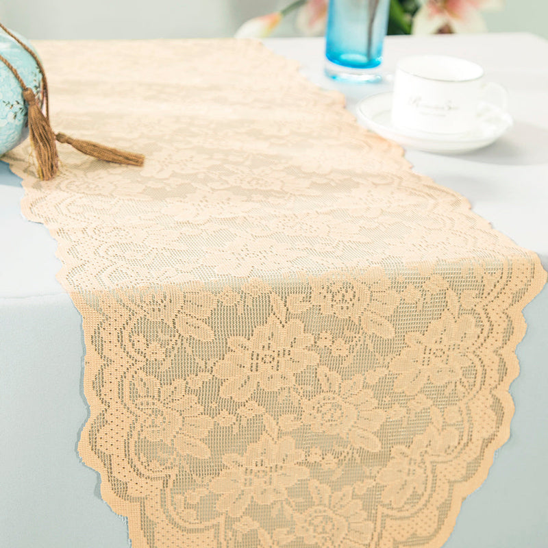 Lace Table Runner 13.5x108 Champagne