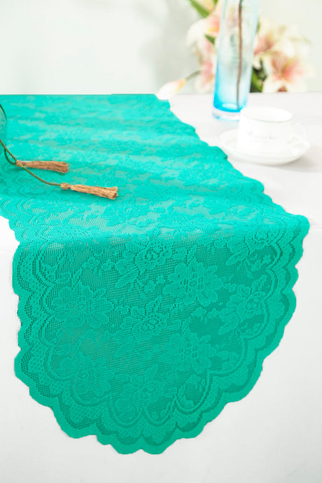 Lace Table Runner 13.5x108 Jade