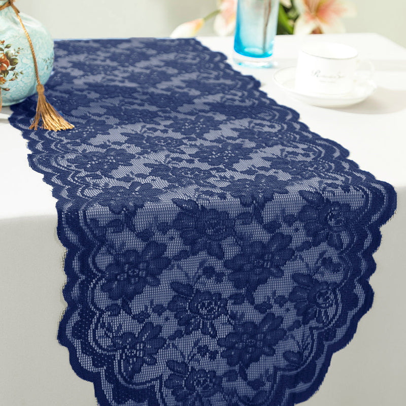 Lace Table Runner 13.5x108 Navy Blue