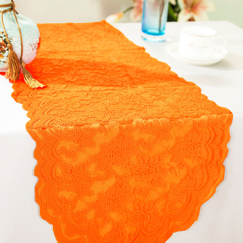 Lace Table Runner 13.5x108 Orange