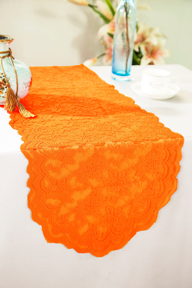 Lace Table Runner 13.5x108 Orange