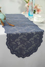 Lace Table Runner 13.5x108 Pewter/Charcoal