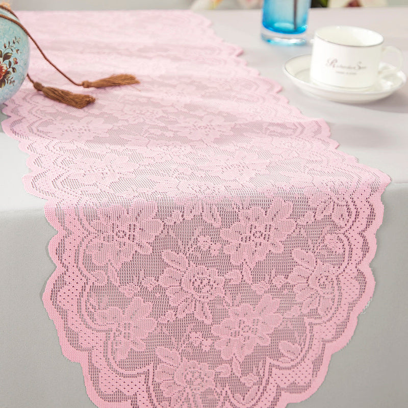 Lace Table Runner 13.5x108 Pink