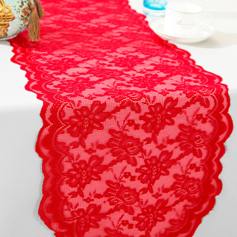 Lace Table Runner 13.5x108 Red