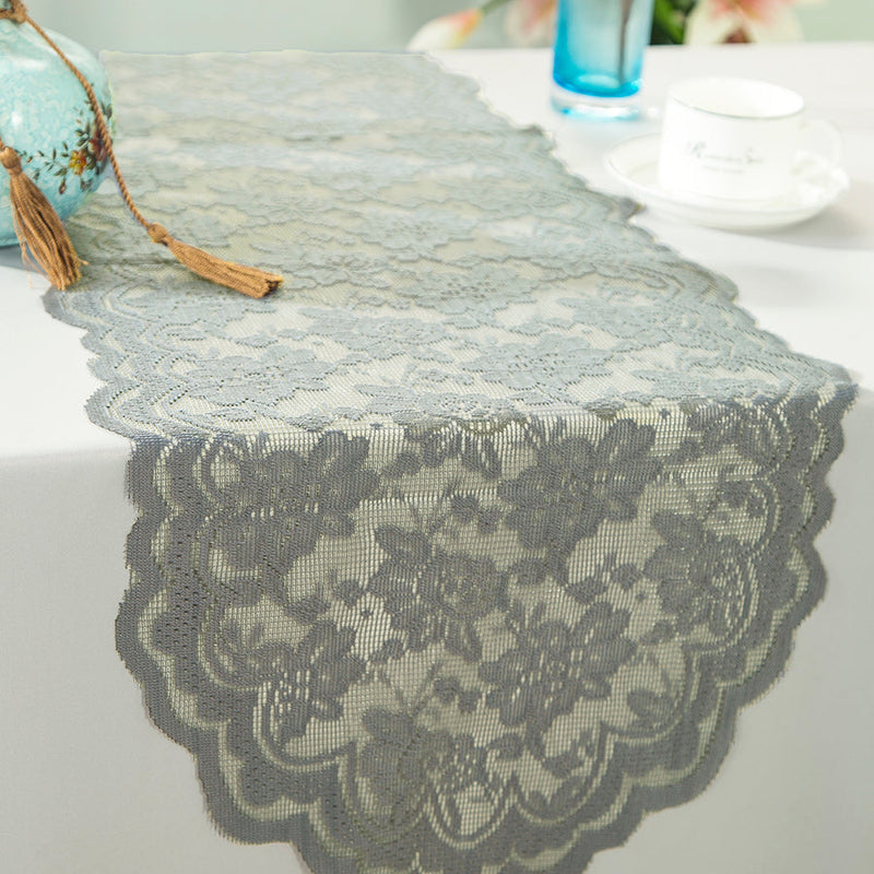 Lace Table Runner 13.5x108 Silver