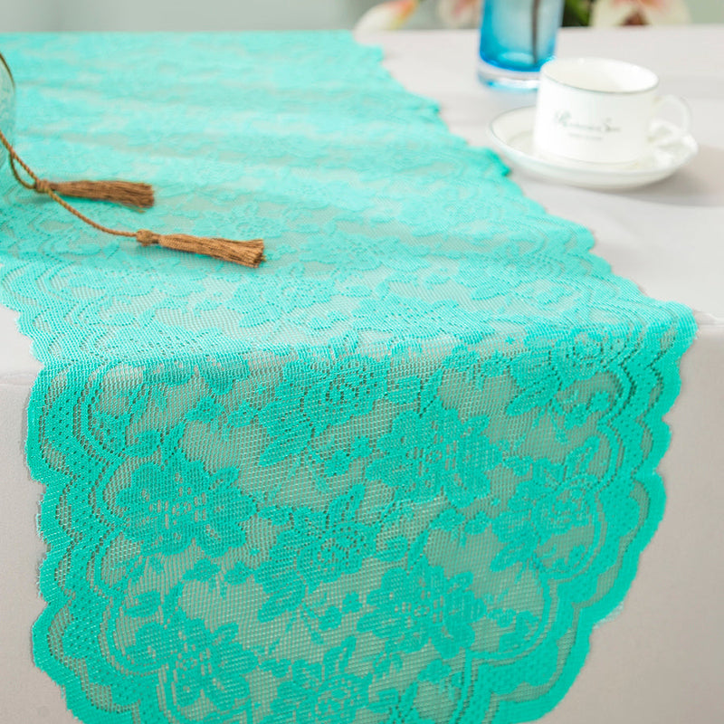 Lace Table Runner 13.5x108 Tiff Blue/Aqua Blue