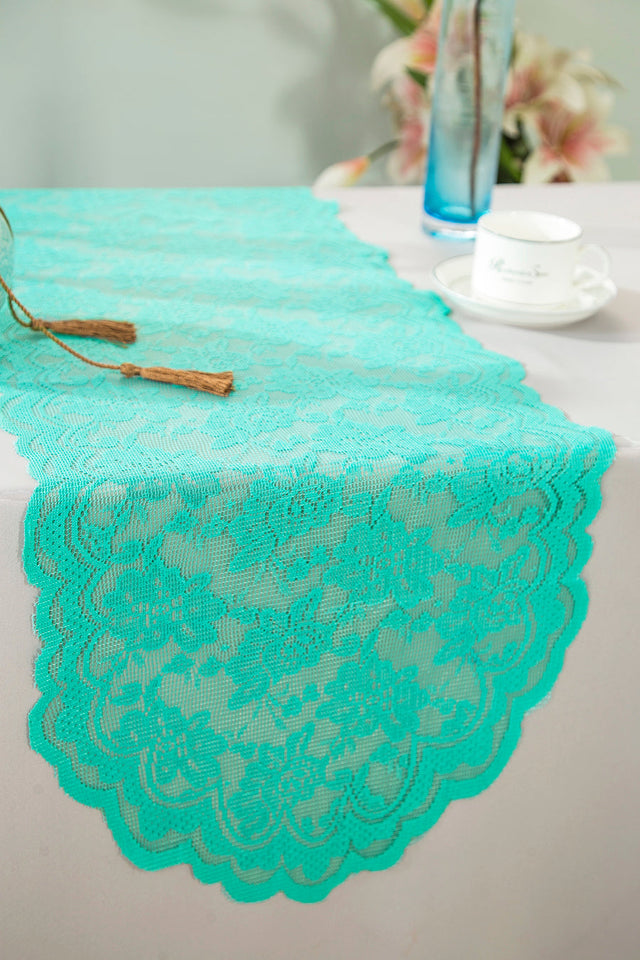 Lace Table Runner 13.5x108 Tiff Blue/Aqua Blue