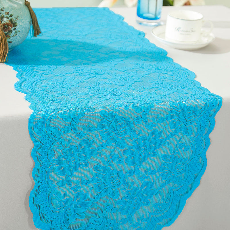 Lace Table Runner 13.5x108 Turquoise