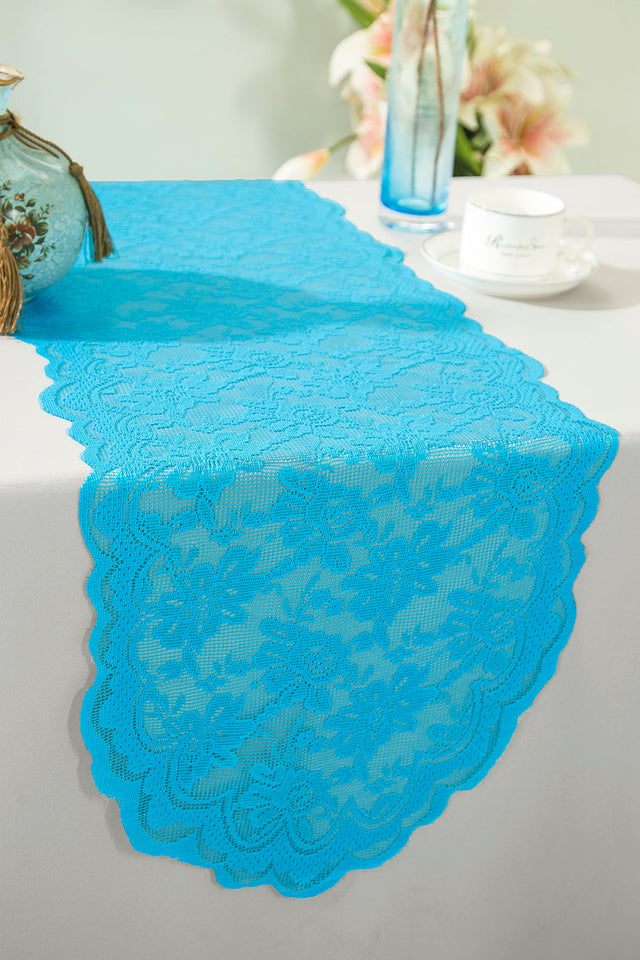 Lace Table Runner 13.5x108 Turquoise