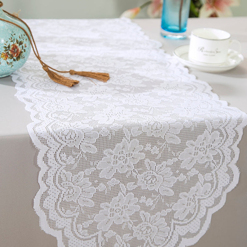 Lace Table Runner 13.5x108 White