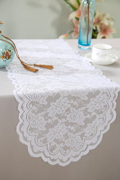 Lace Table Runner 13.5x108 White