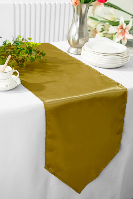 Satin Table Runner 13.5x108 Antique Gold