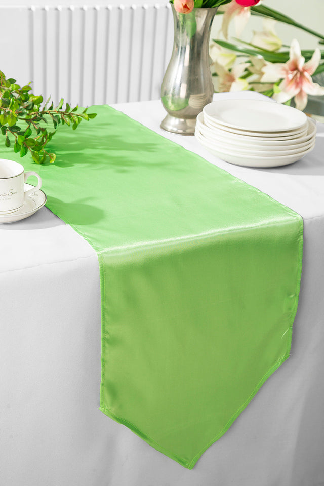 Satin Table Runner 13.5x108 Apple Green