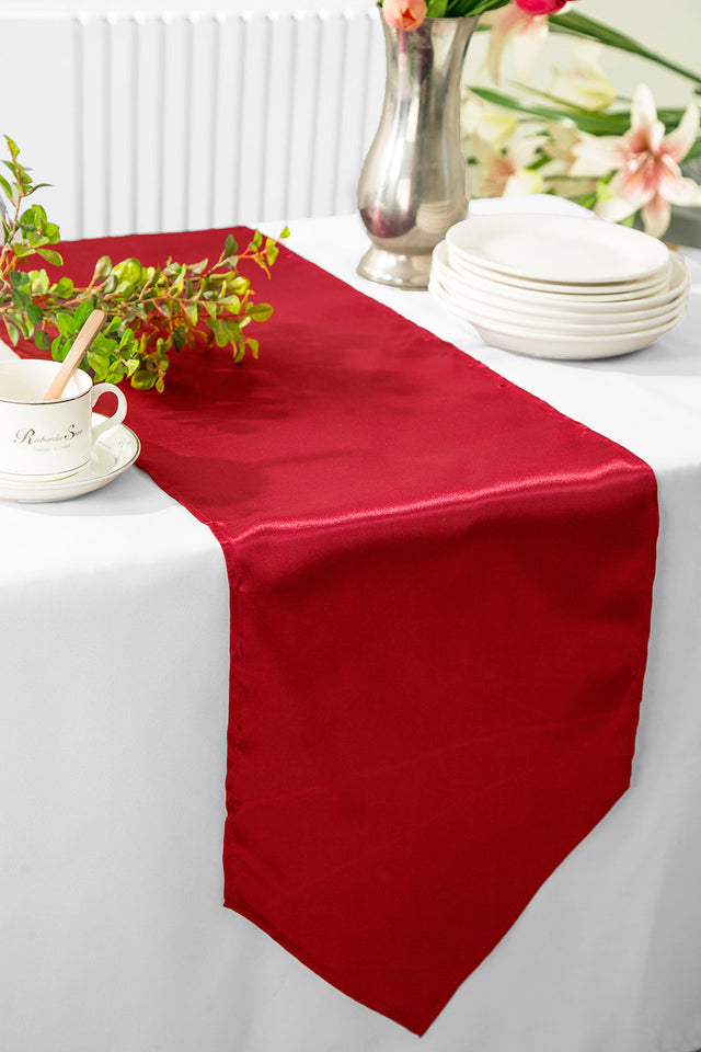 Satin Table Runner 13.5x108 Apple Red