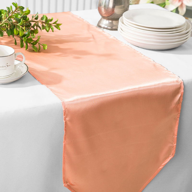 Satin Table Runner 13.5x108 Apricot/Peach