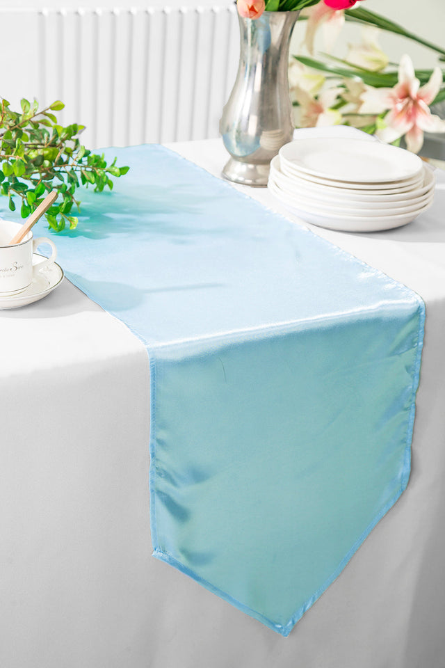 Satin Table Runner 13.5x108 Baby Blue
