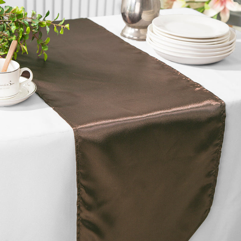Satin Table Runner 13.5x108 Chocolate
