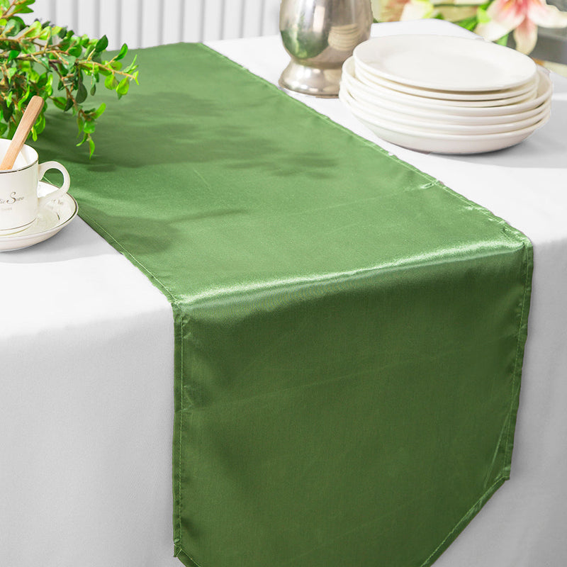Satin Table Runner 13.5x108 Clover Green