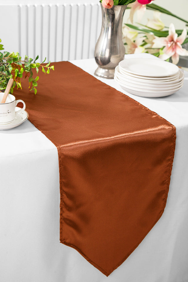 Satin Table Runner 13.5x108 Cognac