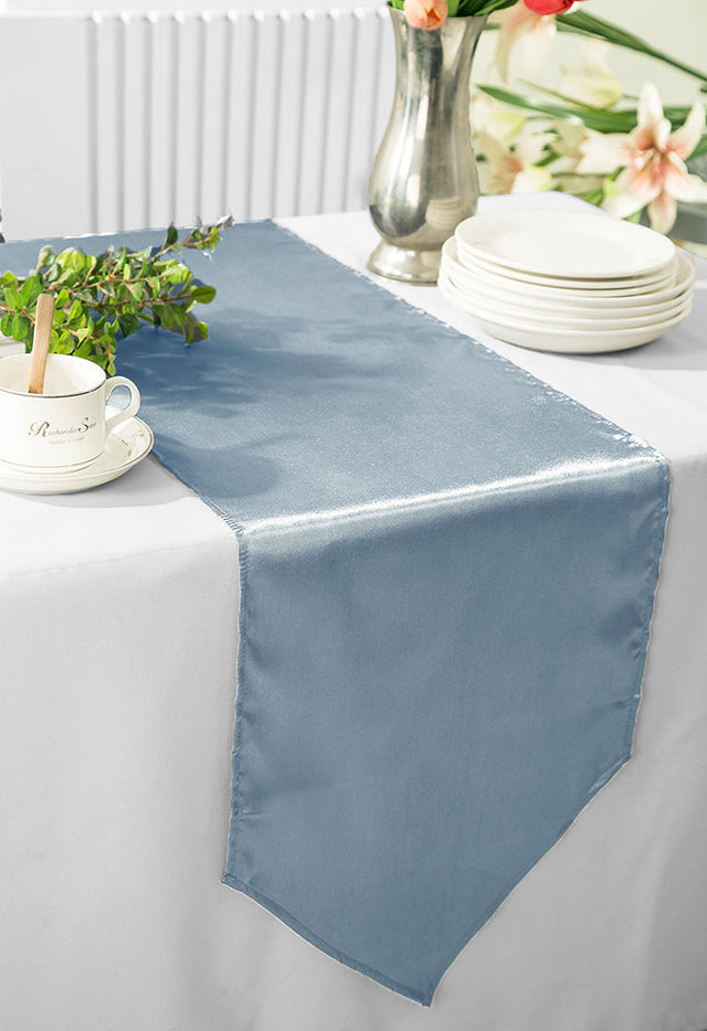 Satin Table Runner 13.5x108 Dusty Blue