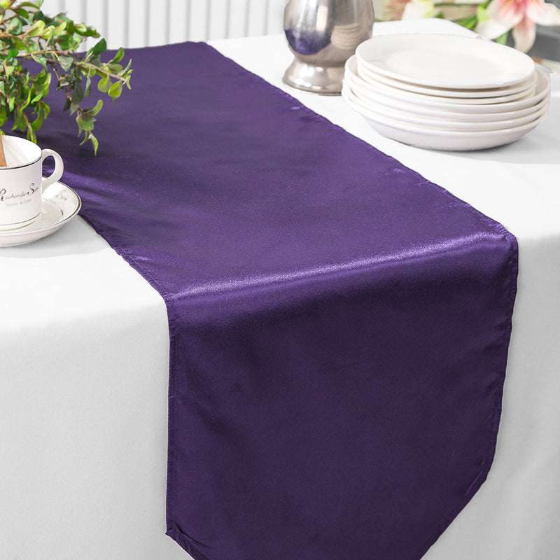 Satin Table Runner 13.5x108 Eggplant