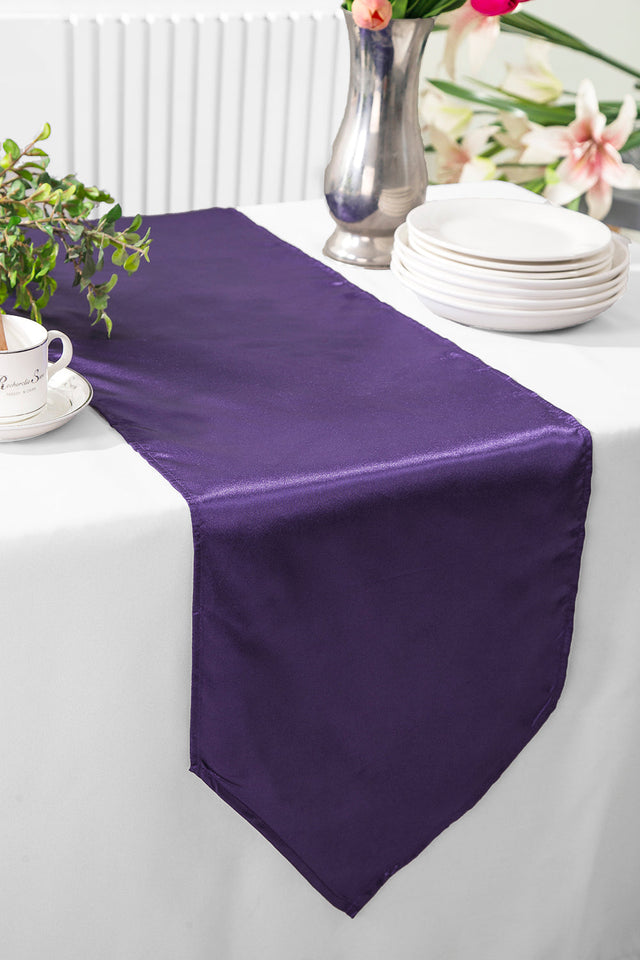 Satin Table Runner 13.5x108 Eggplant