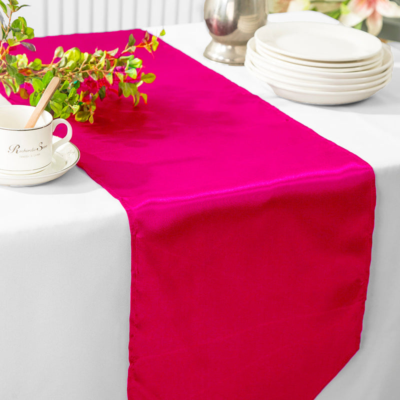 Satin Table Runner 13.5x108 Fuchsia