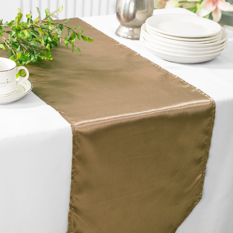 Satin Table Runner 13.5x108 Latte/Taupe