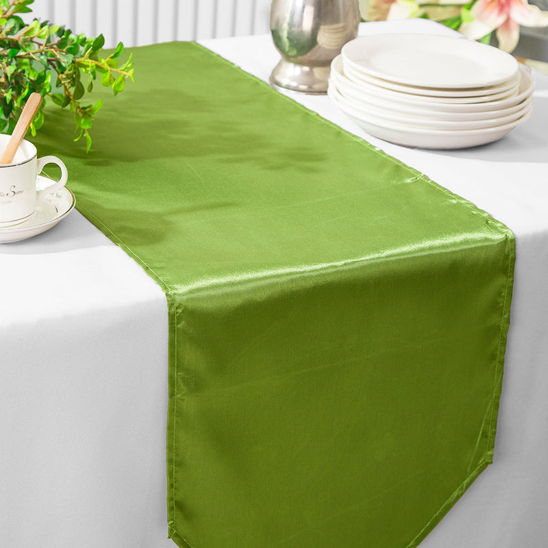 Satin Table Runner 13.5x108 Moss Green