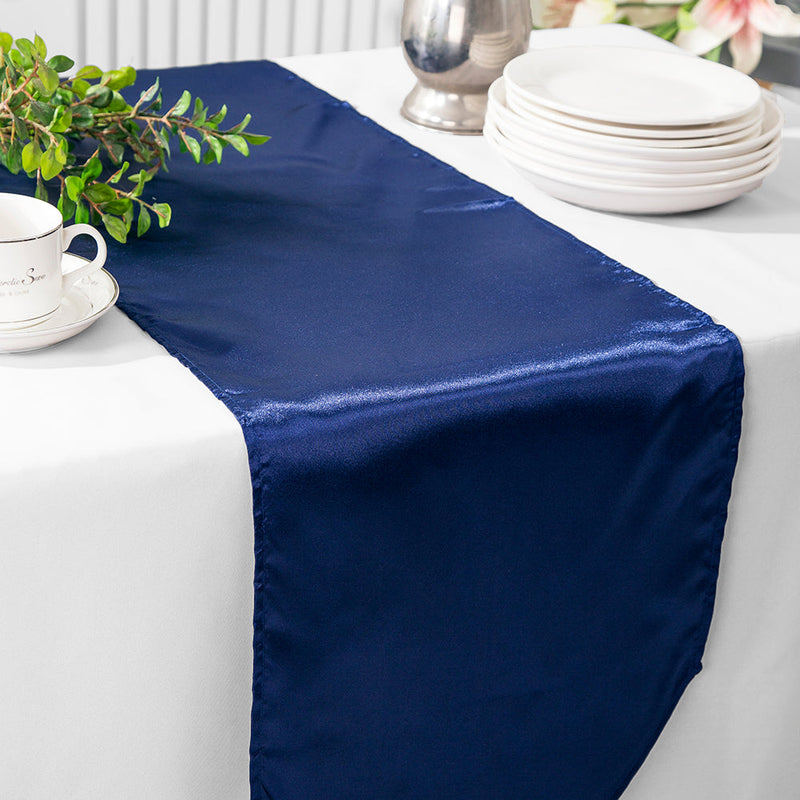 Satin Table Runner 13.5x108 Navy Blue