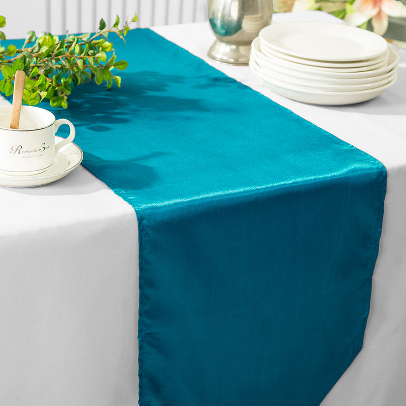 Satin Table Runner 13.5x108 Peacock