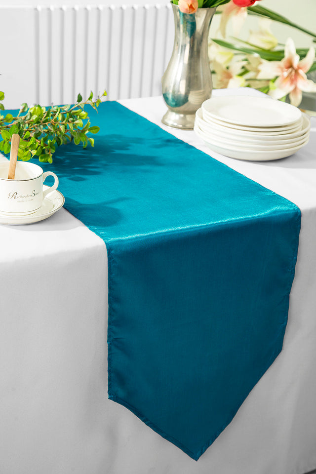 Satin Table Runner 13.5x108 Peacock