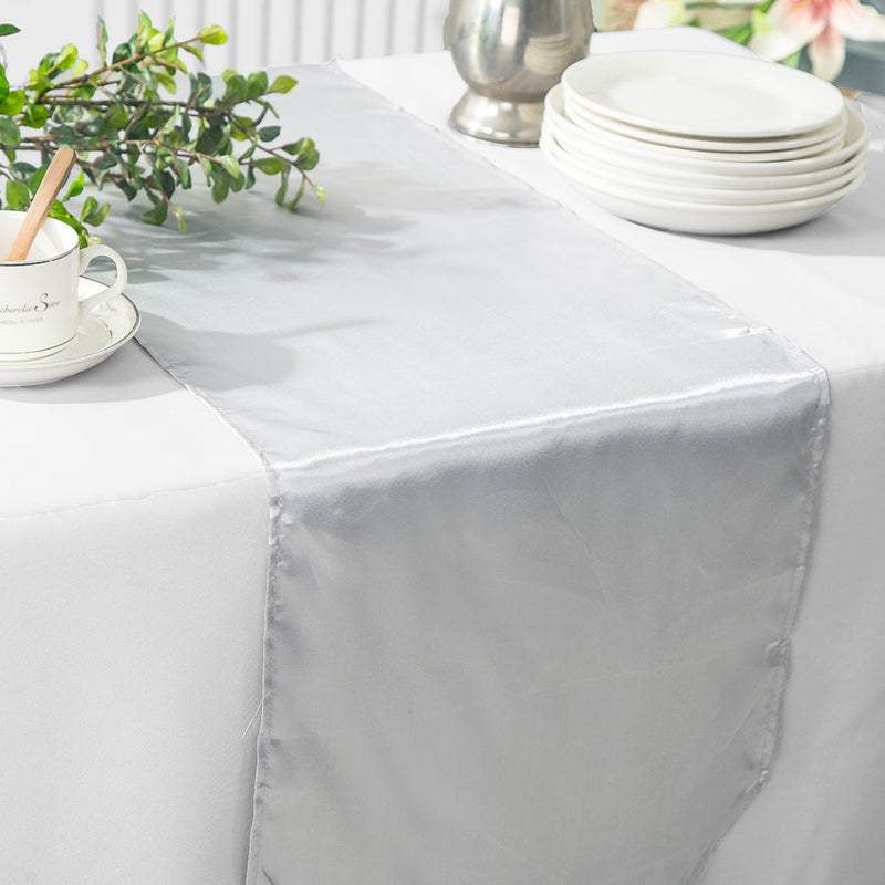 Satin Table Runner 13.5x108 Platinum