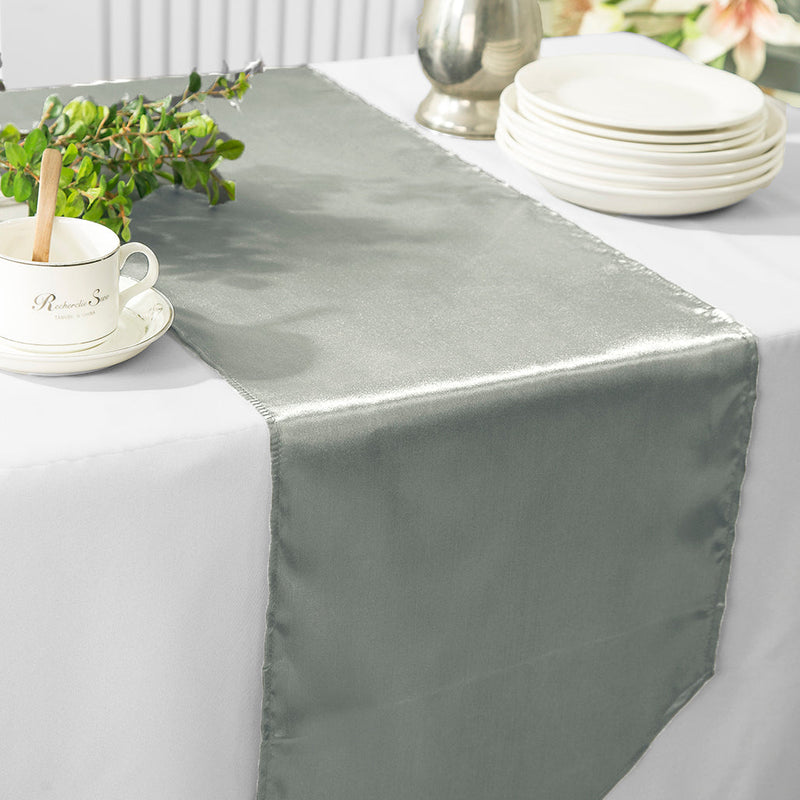 Satin Table Runner 13.5x108 Silver