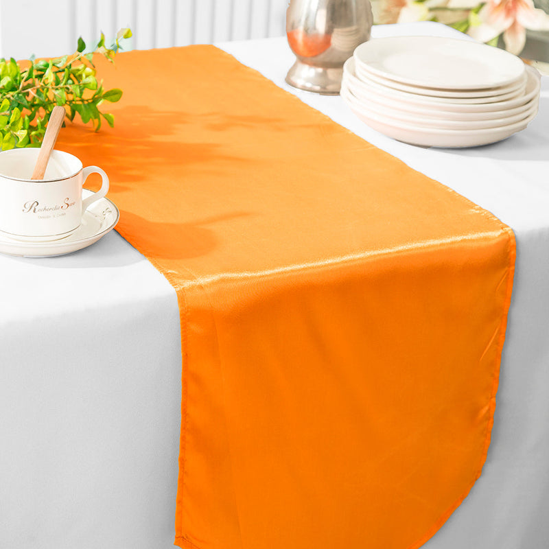 Satin Table Runner 13.5x108 Tangerine