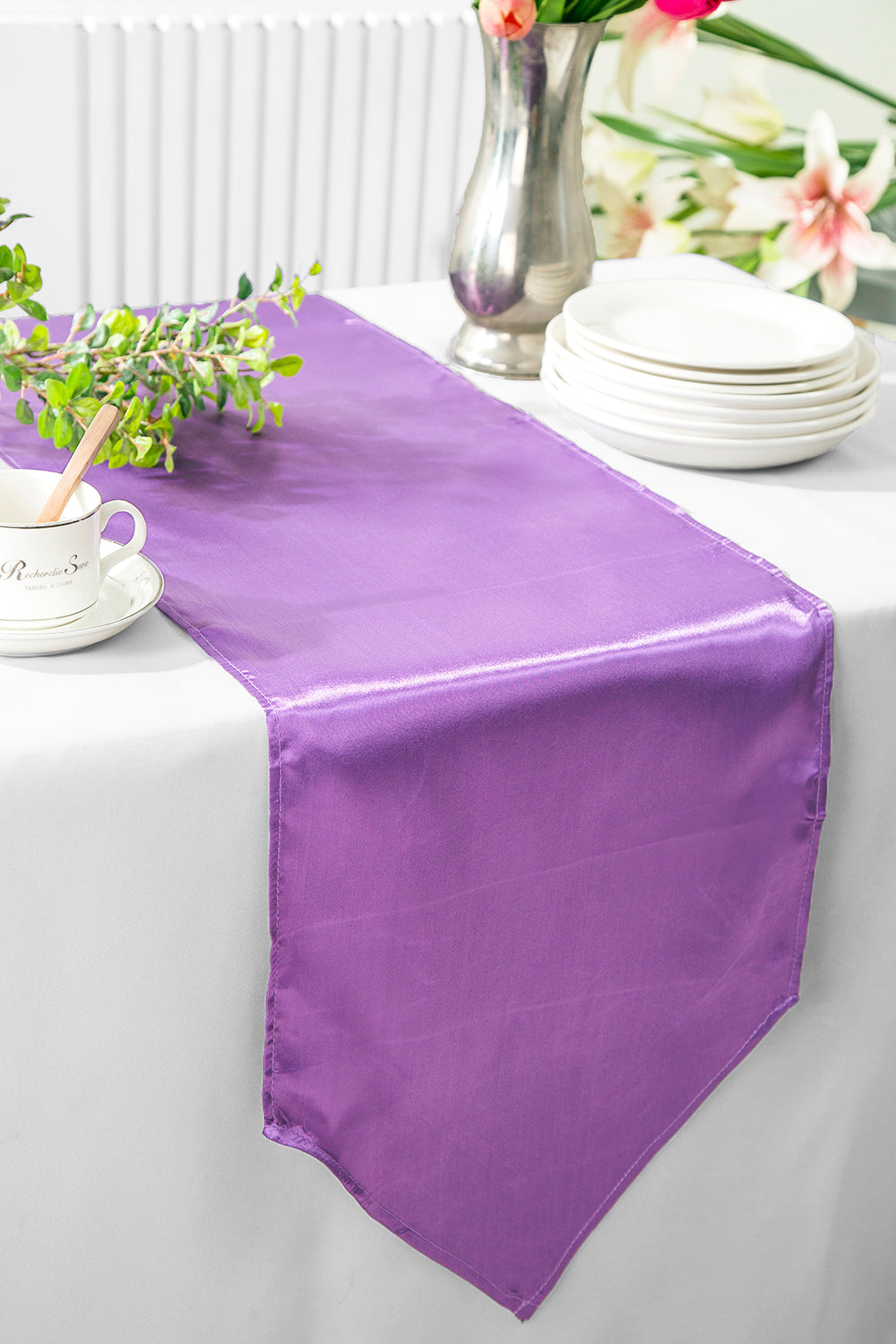 Satin Table Runner 13.5x108 Victoria Lilac