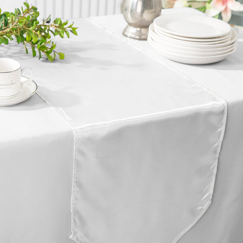 Satin Table Runner 13.5x108 White