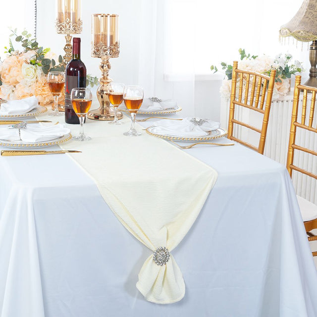 Crinkle Scuba Table Runner 13x108 Ivory