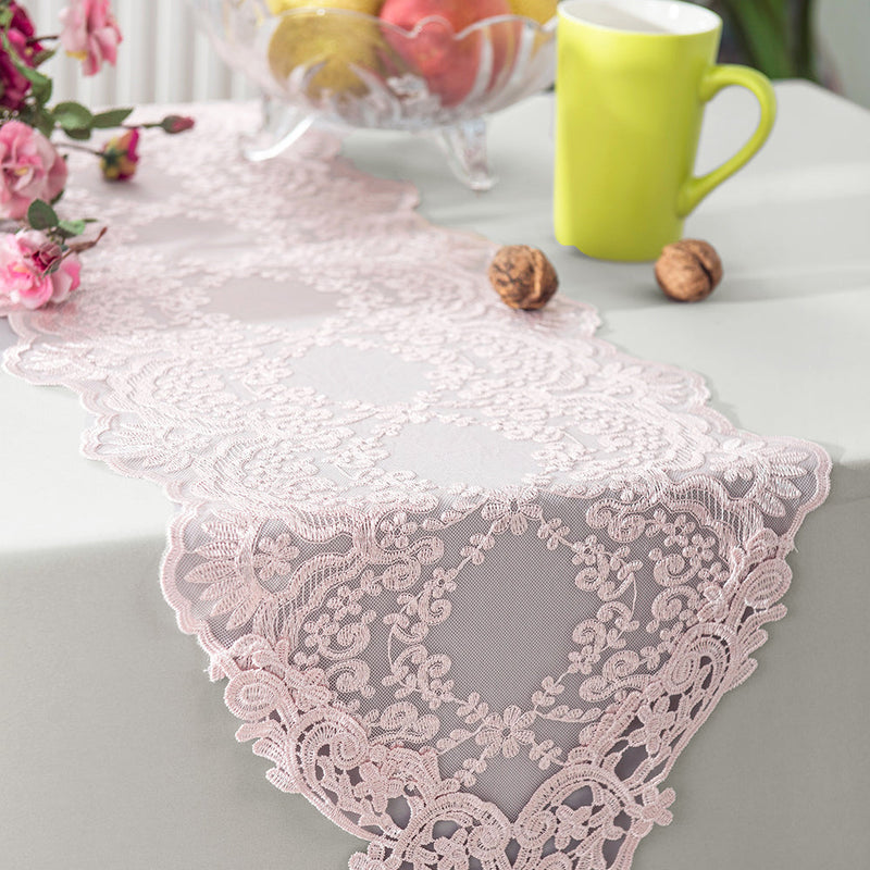 Lace Table Runner 13x108 Blush Pink