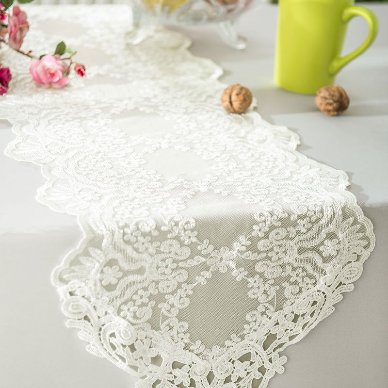 Lace Table Runner 13x108 Ivory